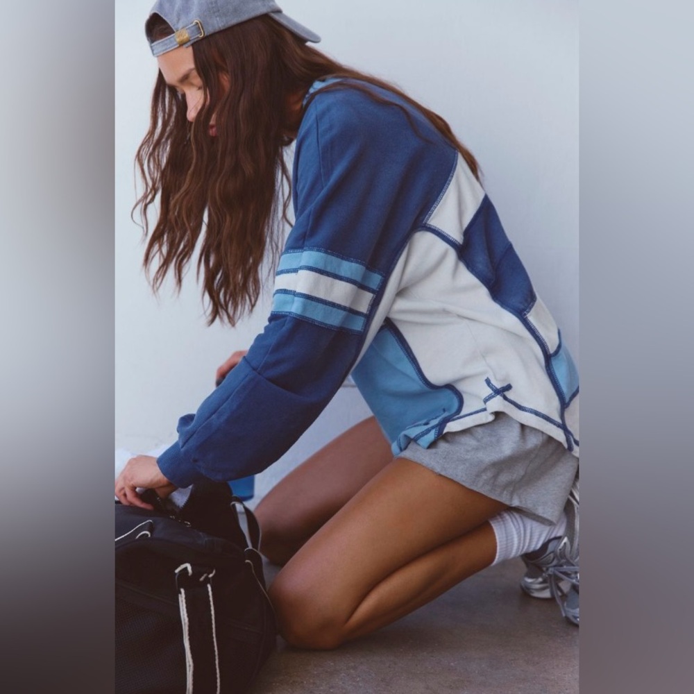 FP Movement by Free People Rugby Ready Washed Indigo Layer ~ XS ~ NWT - Picture 7 of 11